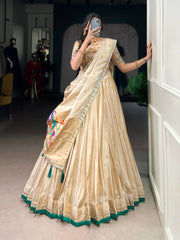 Traditional Art Woven In Gold Paithani Style Lehenga Choli