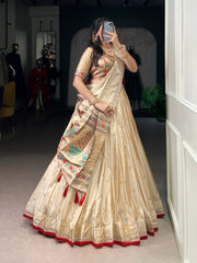 Traditional Art Woven In Gold Paithani Style Lehenga Choli