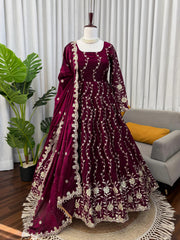 Beautiful Trending Fendy Silk Thread With Sequence Work Gown