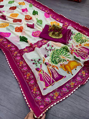 Beautiful Georgette With Kaachi Gota Work Saree