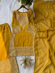 Wedding Special Crunchy Cording With sequence Embroidery Work Palazzo Set