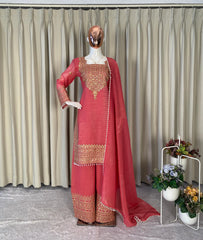 Wedding Special Crunchy Cording With sequence Embroidery Work Palazzo Set