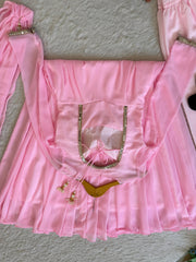 Beautiful Georgette Rainbow Sequence Embroidery Sleeve Moti Lace Work Gown