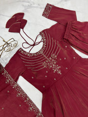 Festival Special Roman Shimmer Chanderi Silk Anarkali Gown