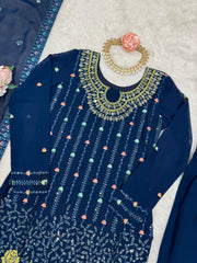 Beautiful Georgette Sequence Real Mirror Work Salwar Suit