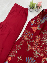 Party-wear Roman Silk Sequence Embroidery Work Suit
