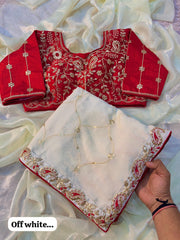 Beautiful Chinon Silk Sequence With Multi Coding Work Saree