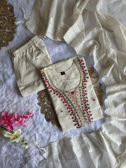 Beautiful Daily Wear Khadi Cotton With Embroidery Work Dress