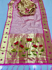 Beautiful Soft Zari Kanchivaram Tissue Paithani Silk Saree
