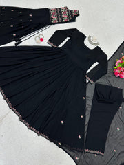 Wedding Wear Black Georgette Sequence Work Gown
