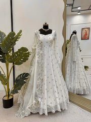 Attractive Chinon Sllk Sequence Work Gown