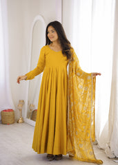 Upcoming Festivities Special Roman Chanderi Silk Big Flair Anarkali Gown