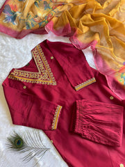 Beautiful Roman Silk Embroidery With Sequence Work Dress