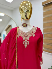 Party-wear Chinon Silk Coding Embroidery Sequence Work Sharara
