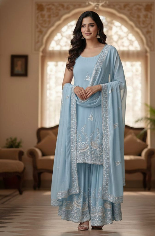 Party-wear Georgette Sequence Embroidery Work Suit