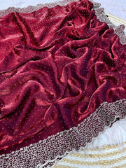 Beautiful Space Soft Silk Blooming With Zarkhan With Siroski Work Saree