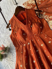Party-wear Trendy Crunchy Silk Embroidery Work Gown