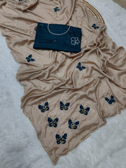 Elegance Chinon Silk With Beautiful Butterfly Butta Khatli Work Saree