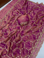 Beautiful Moss Silk Sequence Embroidery Work Saree