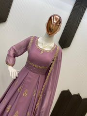 Party-wear Georgette Sequence Embroidery Work Gown