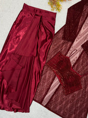Trendy Women's Western Party Wear Skirt Set With Shrug