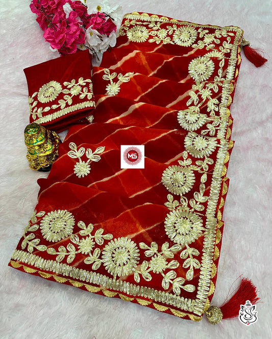 Beautiful Soft Georgette Lehriya Multi Saree