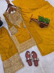 Party-wear Fendy Silk Embroidery Sequence Work Salwar Suit