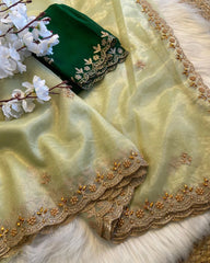 Party-wear Pure Soft Twills Organza Saree