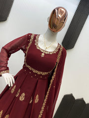 Party-wear Georgette Sequence Embroidery Work Gown