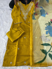 Designer Roman Silk Embroidery Sequence Work Suit