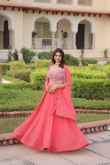 Wedding Special Indo Western Georgette Lehenga Shrug With Stitched Blouse