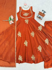 Elegant Fendy Silk Thread Sequence Work Gown