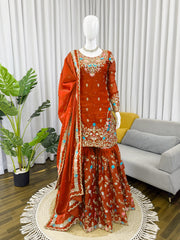 Beautiful Party-wear Thread With Sequence Work Suit