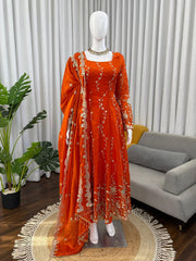 Beautiful Trending Fendy Silk Thread With Sequence Work Gown