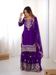 Beautiful Party-wear Georgette Cording Dori Embroidery & Sequence Work Suit
