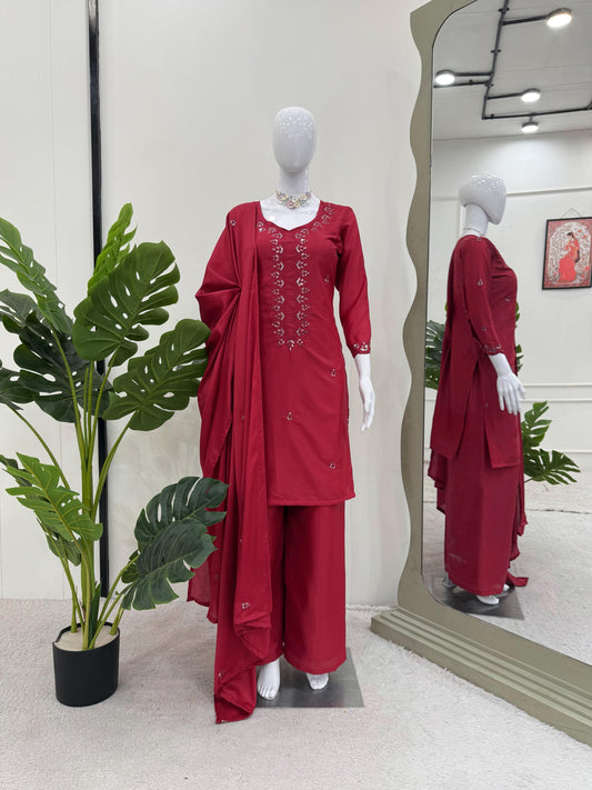 Beautiful Festive Special Chinon Silk Thread With Sequence Work Suit