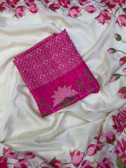 Beautiful Soft Tabby Silk Floral Prints With Beads & Katdana Handwork Saree