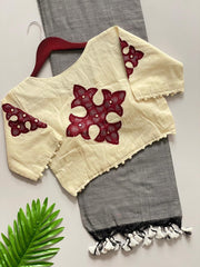 Beautiful Pure Khadi Cotton With Apllic Work Saree