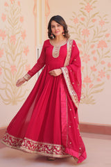 Beautiful Partywear Blooming Georgette With Zari & Sequins Embroidery Work Gown