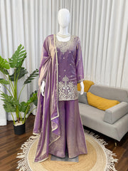 Elegant Fendy Silk Thread Sequence Work Sarara Set