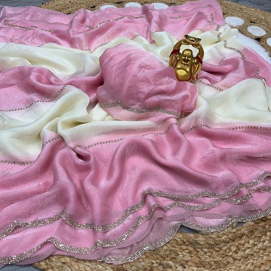 Beautiful Space Silk Two Shaded Jarkhan Work Saree