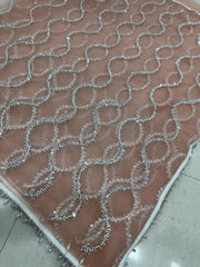 Party-wear Net Bits Sequence Pearls Embroidery Work Saree
