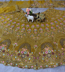 Beautiful Gold Crush Embroidery & Sequence Work Lehenga Choli