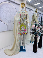 Partywear Designer Georgette Real Mirror & Hand Work Suit