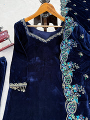 Beautiful Viscose velvet Thread & Sequence Work Salwar Suit
