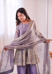 Party-wear Heavy Two Tone Fendy Satin Silk Sharara