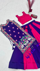 Navratri Special Vichitra Silk Lehenga With Stitched Blouse & Shrug