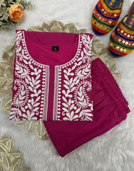 Beautiful Khadi Cotton With Beautiful Embroidery Dress