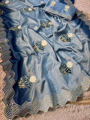 Beautiful Soft Pading Chinon Gotapatti Multi-work Saree