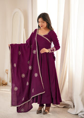 Party-wear Roman Silk Chanderi Silk Sequence Work Anarkali Gown
